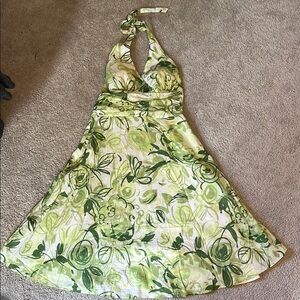 Madison Leigh Green Halter Backless Sundress for Weddings